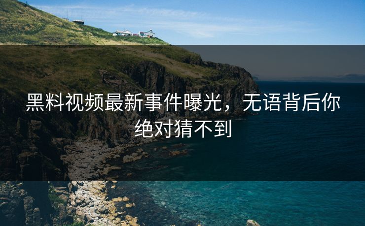 黑料视频最新事件曝光，无语背后你绝对猜不到  第1张