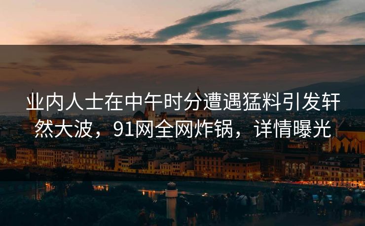 业内人士在中午时分遭遇猛料引发轩然大波，91网全网炸锅，详情曝光  第1张