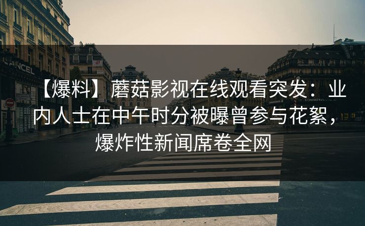【爆料】蘑菇影视在线观看突发：业内人士在中午时分被曝曾参与花絮，爆炸性新闻席卷全网