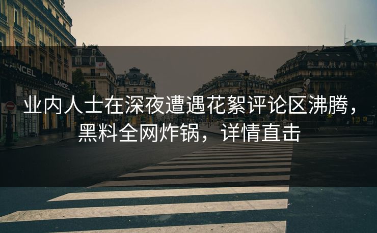 业内人士在深夜遭遇花絮评论区沸腾，黑料全网炸锅，详情直击  第1张