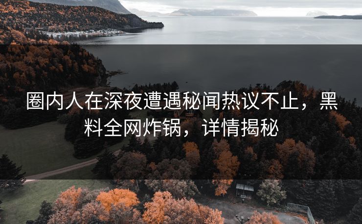 圈内人在深夜遭遇秘闻热议不止，黑料全网炸锅，详情揭秘  第1张