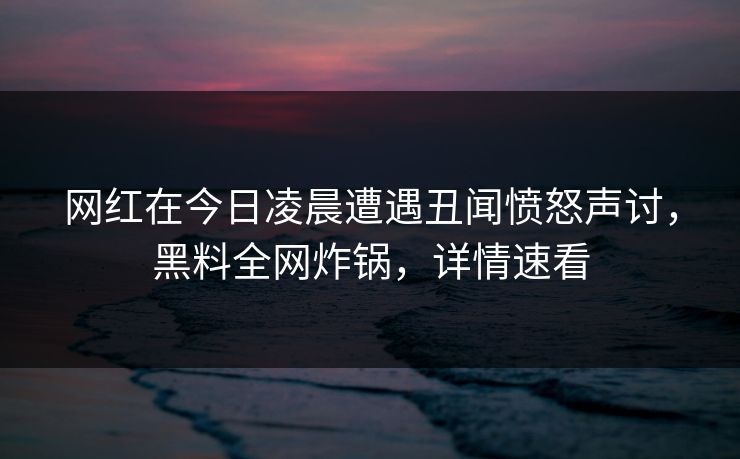 网红在今日凌晨遭遇丑闻愤怒声讨，黑料全网炸锅，详情速看  第1张