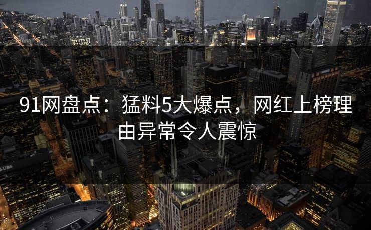 91网盘点：猛料5大爆点，网红上榜理由异常令人震惊  第1张