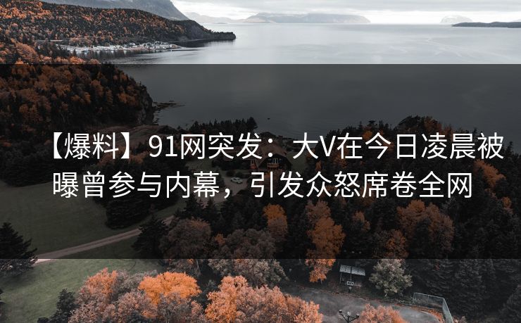 【爆料】91网突发：大V在今日凌晨被曝曾参与内幕，引发众怒席卷全网