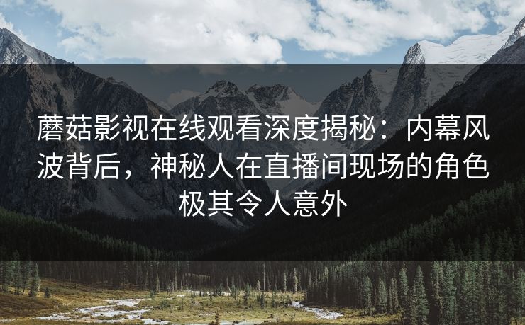 蘑菇影视在线观看深度揭秘：内幕风波背后，神秘人在直播间现场的角色极其令人意外