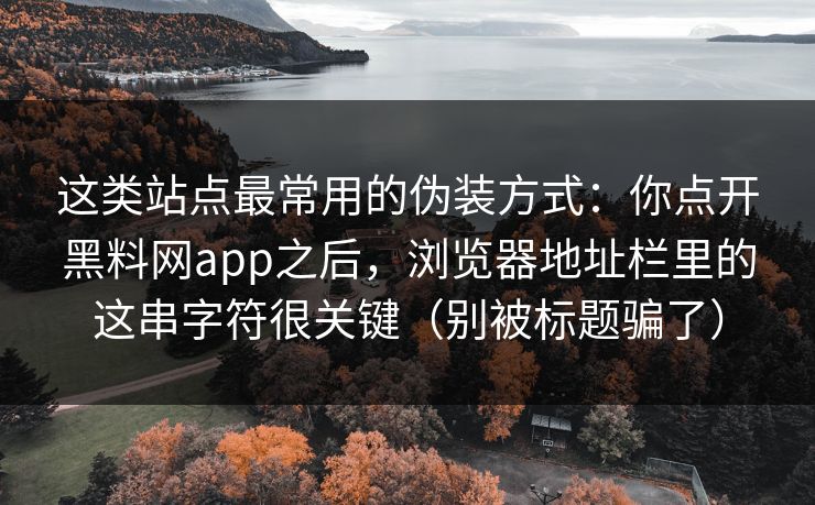 这类站点最常用的伪装方式:你点开黑料网app之后,浏览器地址栏里的这串字符很关键(别被标题骗了)