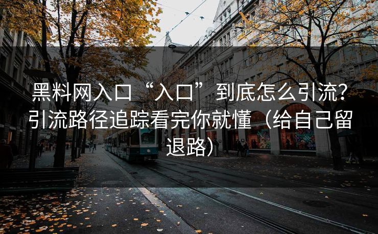 黑料网入口“入口”到底怎么引流?引流路径追踪看完你就懂(给自己留退路)